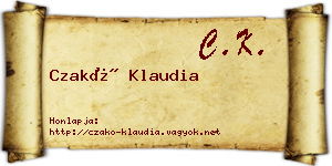 Czakó Klaudia névjegykártya